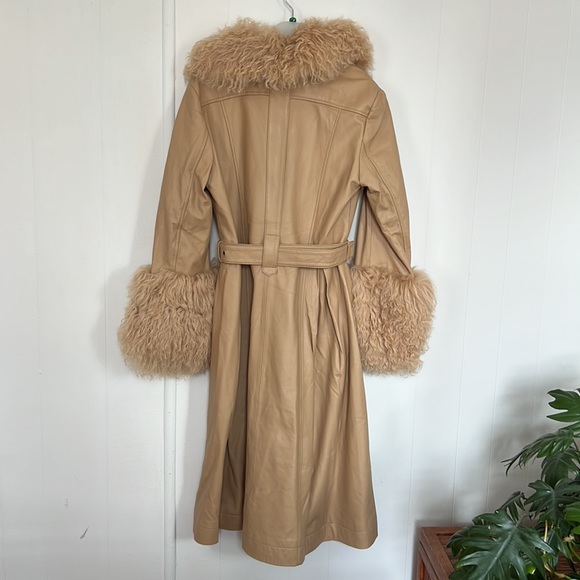 NWT Saks Potts Foxy Shearling Coat in Beige - Picture 3 of 5